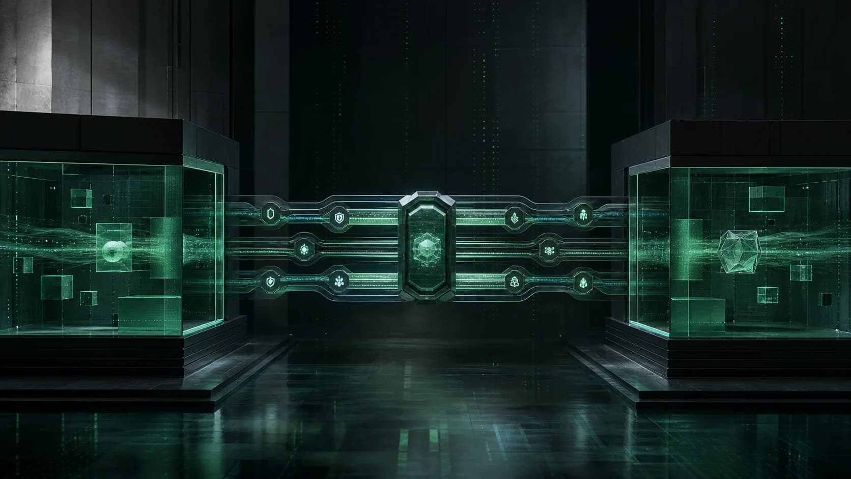 Multiple software systems connected through a monitored emerald API exchange
