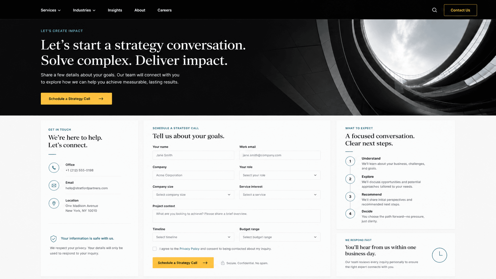 Contact conversion section with a focused enquiry action