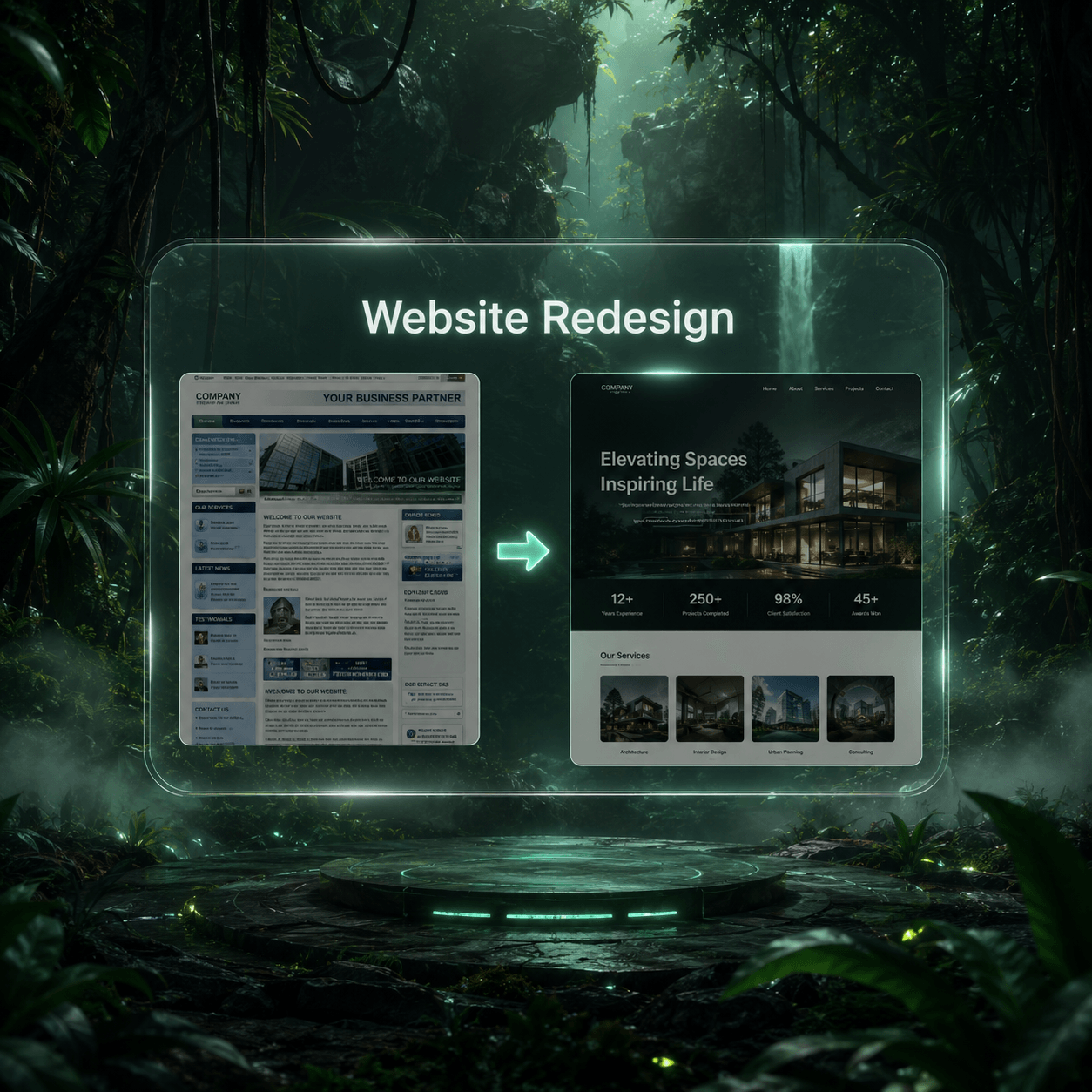 Before and after website redesign transformation